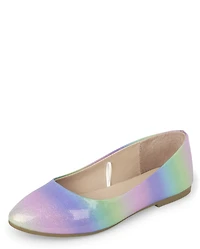 Girls Glitter Rainbow Ballet Flats