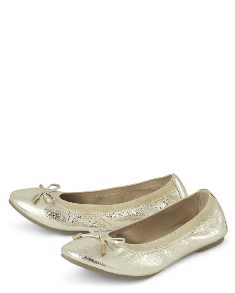 Girls Metallic Ballet Flats