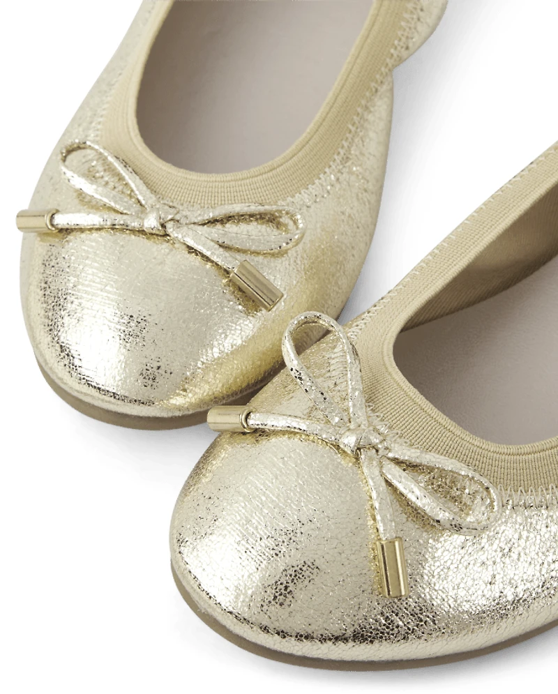 Girls Metallic Ballet Flats