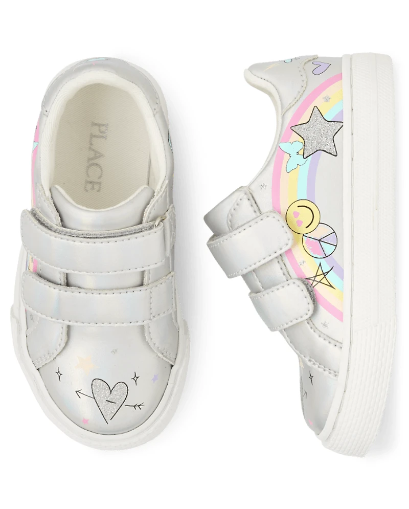 Toddler Girls Metallic Doodle Low Top Sneakers