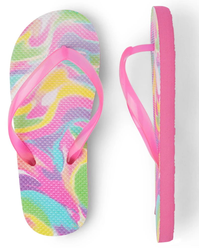 Girls Marble Flip Flops