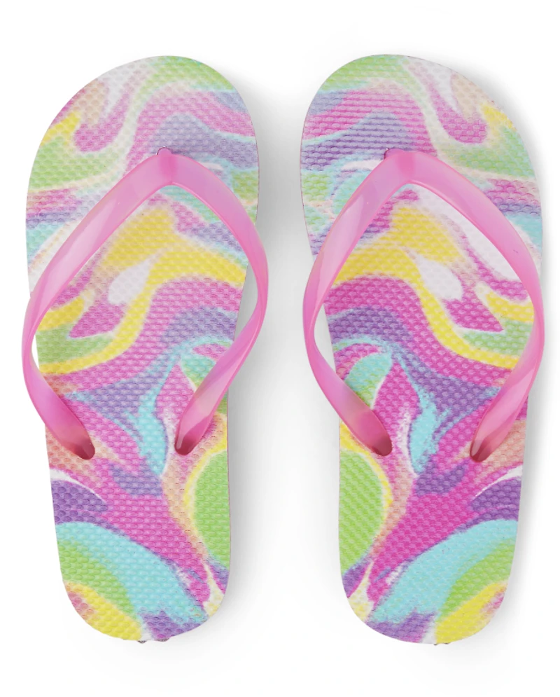 Girls Marble Flip Flops