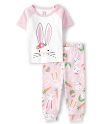 Baby And Toddler Girls Matching Family Easter Bunny Snug Fit Cotton Pajamas