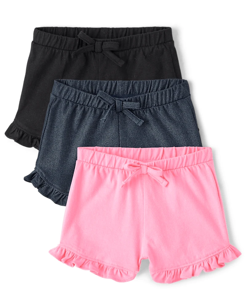 Lot de 3 shorts en tricot à volants pour bébé fille