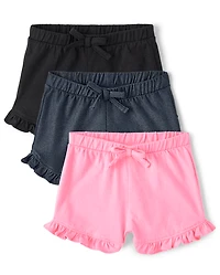 Lot de 3 shorts en tricot à volants pour bébé fille