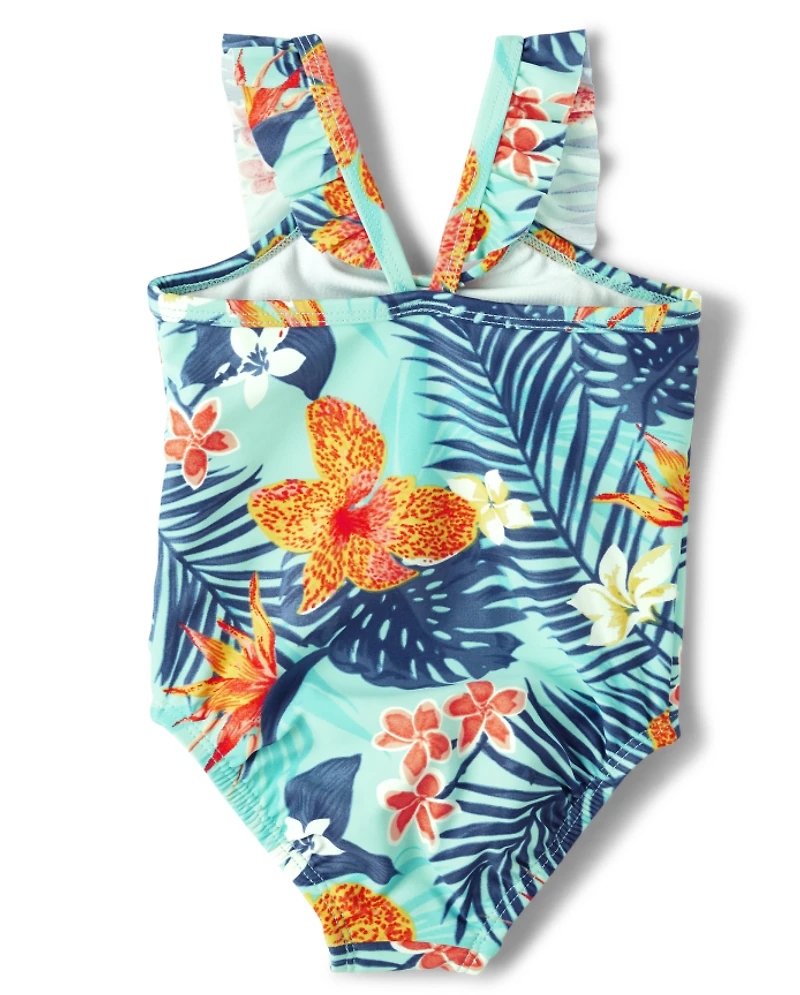 Baby Girls Matching Family Tropical One Piece Swimsuit