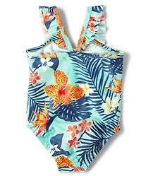 Baby Girls Matching Family Tropical One Piece Swimsuit