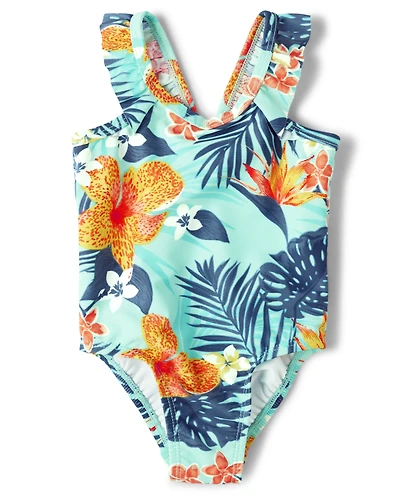 Baby Girls Matching Family Tropical One Piece Swimsuit