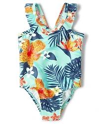 Baby Girls Matching Family Tropical One Piece Swimsuit