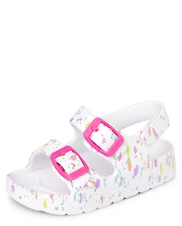 Toddler Girls Paint Splatter Buckle Slides