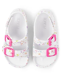 Toddler Girls Paint Splatter Buckle Slides