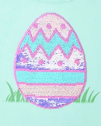 Girls Flip Sequin Graphic High Low Top