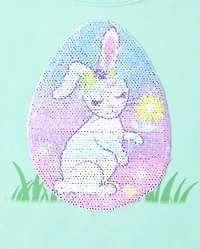 Girls Flip Sequin Graphic High Low Top