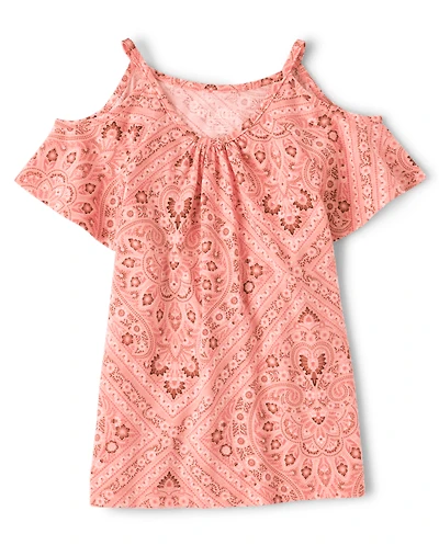 Girls Bandana Cold Shoulder Top