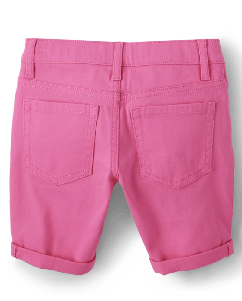 Girls Roll Cuff Twill Skimmer Shorts