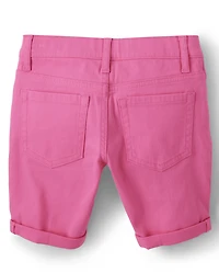 Girls Roll Cuff Twill Skimmer Shorts