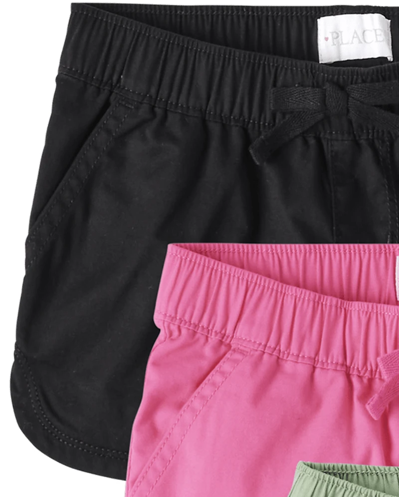 Girls Twill Pull On Shorts 4-Pack