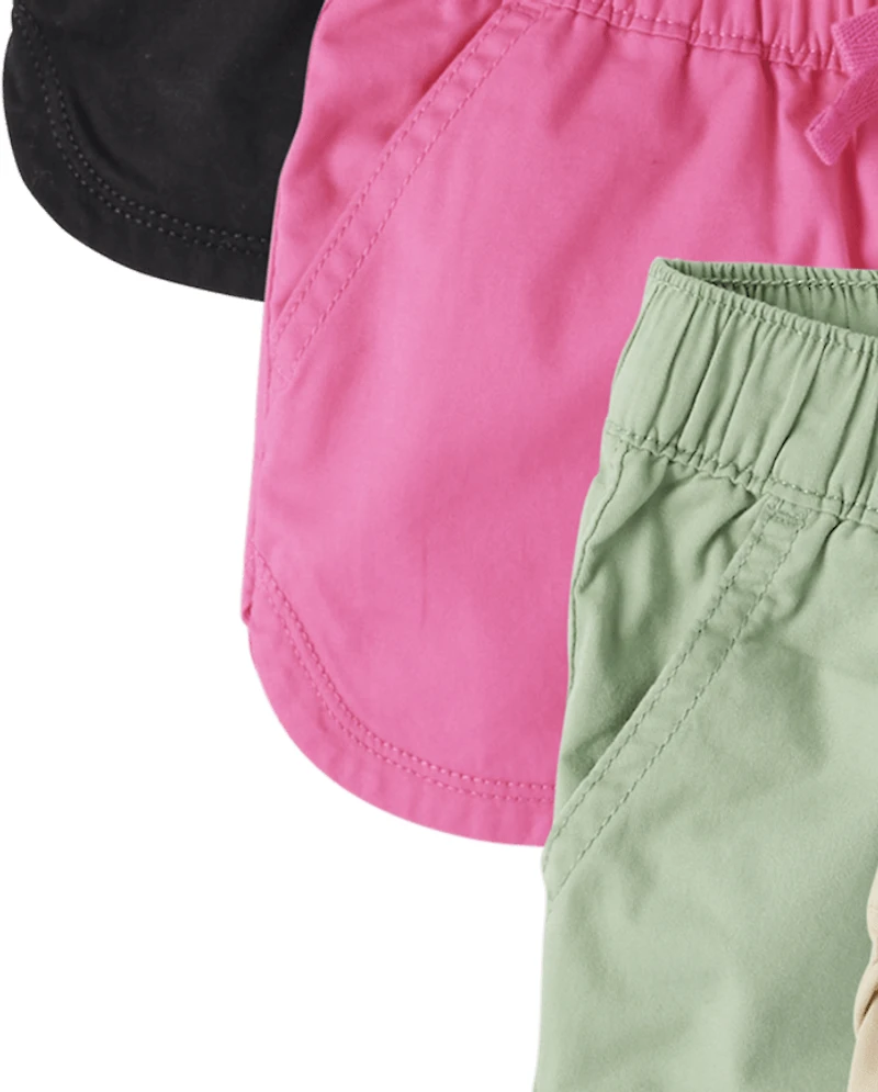 Girls Twill Pull On Shorts 4-Pack