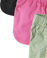 Girls Twill Pull On Shorts 4-Pack
