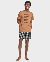 Mens Print Poplin Pajama Shorts