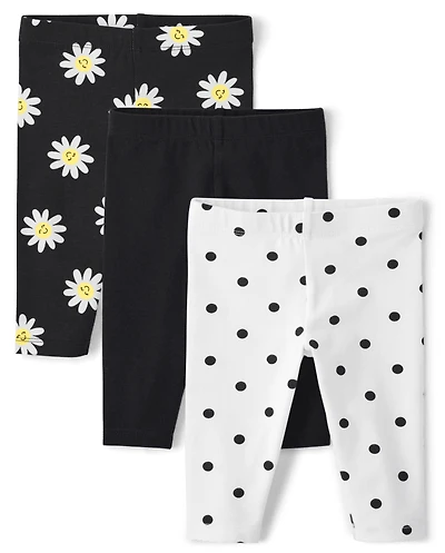 Toddler Girls Daisy Capri Leggings 3-Pack