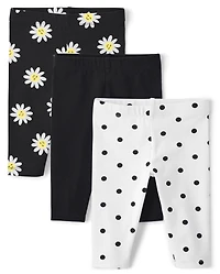 Toddler Girls Daisy Capri Leggings 3-Pack