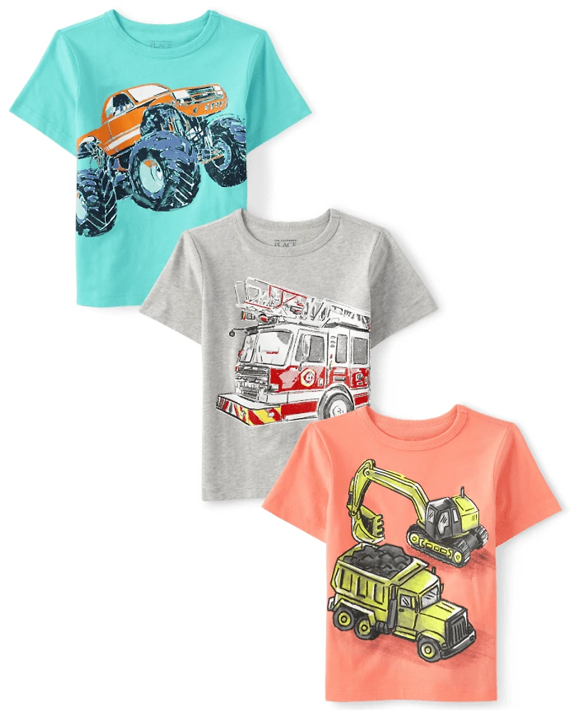 Baby And Toddler Boys Truck Graphic Tee 3-Pack