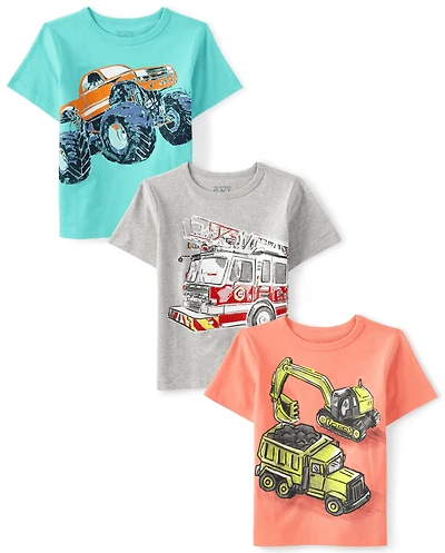 Baby And Toddler Boys Truck Graphic Tee 3-Pack