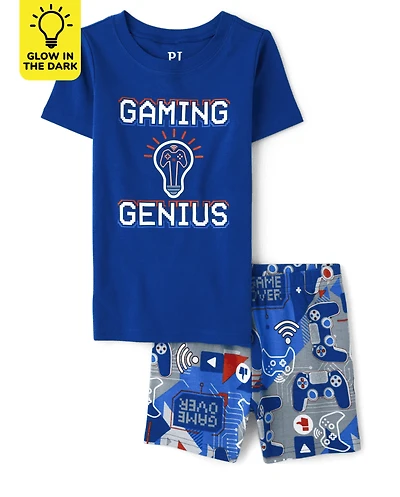 Boys Glow Gaming Genius Snug Fit Cotton Pajamas