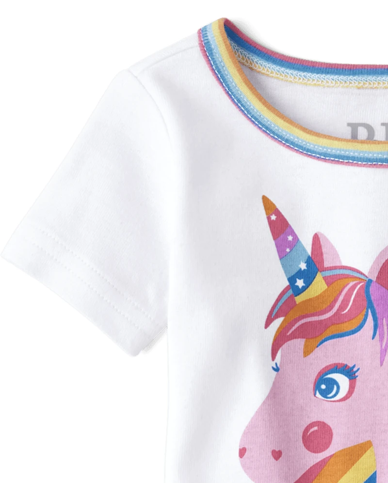 Pyjama en coton ajusté licorne pour bébé et toute-petite fille