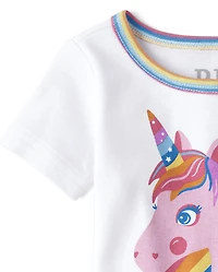 Pyjama en coton ajusté licorne pour bébé et toute-petite fille