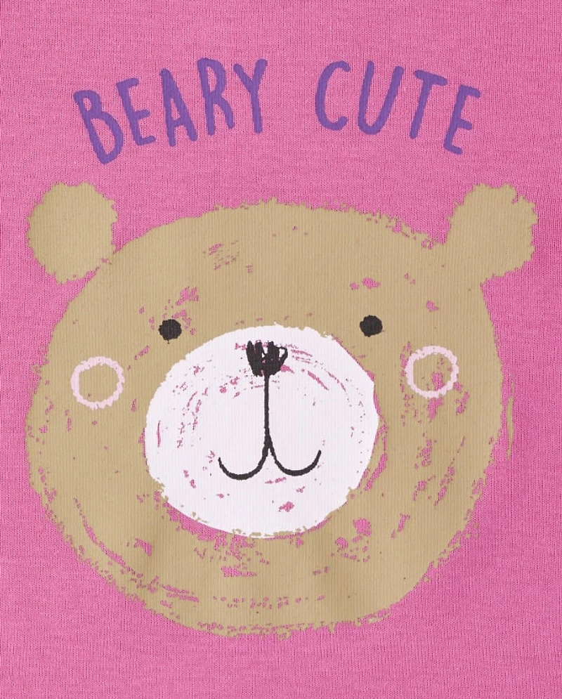 Baby And Toddler Girls Beary Cute Snug Fit Cotton Pajamas
