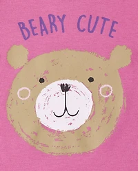 Baby And Toddler Girls Beary Cute Snug Fit Cotton Pajamas
