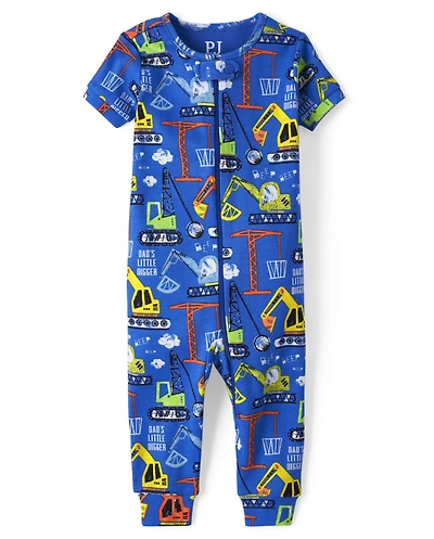 Baby And Toddler Boys Construction Snug Fit Cotton One Piece Pajamas