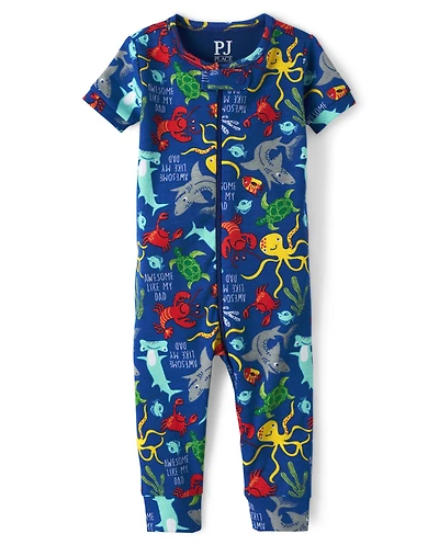 Baby And Toddler Boys Sea Creature Snug Fit Cotton One Piece Pajamas