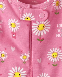 Baby And Toddler Girls Daisy Snug Fit Cotton One Piece Pajamas