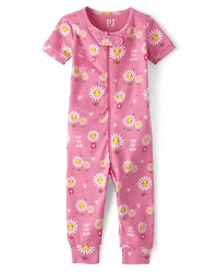 Baby And Toddler Girls Daisy Snug Fit Cotton One Piece Pajamas