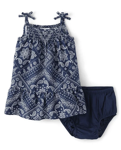 Baby Girls Matching Family Bandana Ruffle Dress