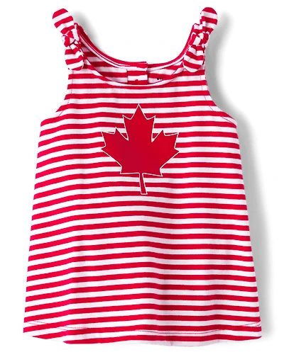 Baby Girls Striped Maple Leaf Bodysuit Dress