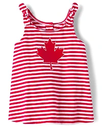 Baby Girls Striped Maple Leaf Bodysuit Dress
