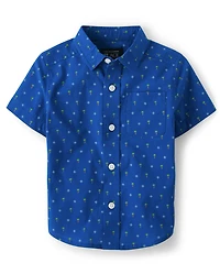 Baby And Toddler Boys Palm Tree Poplin Button Up Shirt
