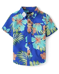 Baby And Toddler Boys Matching Family Tropical Poplin Button Up Shirt