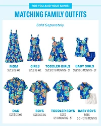 Boys Matching Family Tropical Poplin Button Up Shirt