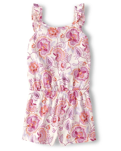 Girls Floral Flutter Romper