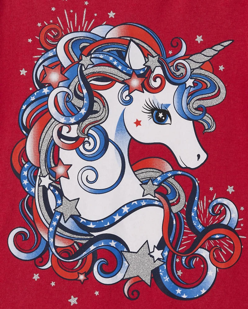 Girls Americana Unicorn Graphic Tee