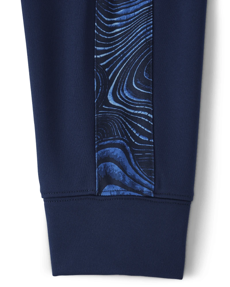 Boys Print Side Stripe Fleece Performance Jogger Pants
