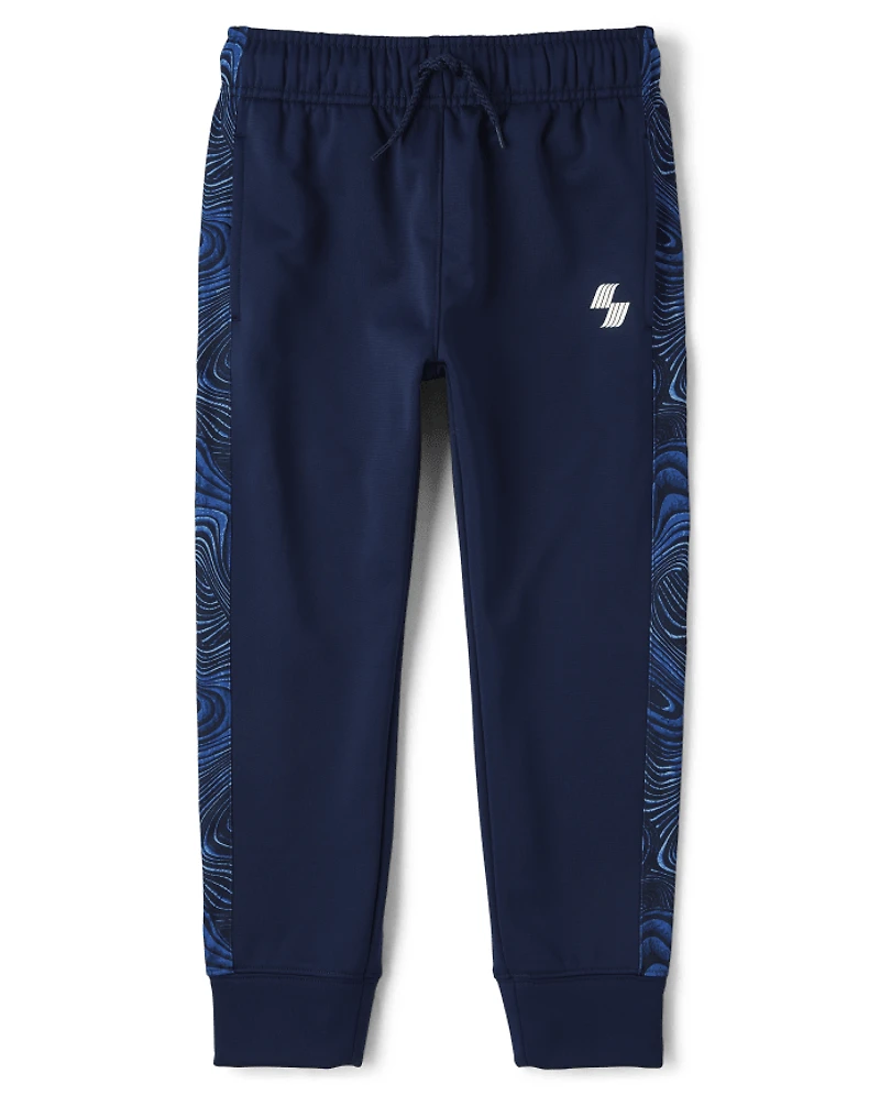 Boys Print Side Stripe Fleece Performance Jogger Pants