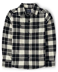 Boys Matching Family Plaid Flannel Button Up Shirt