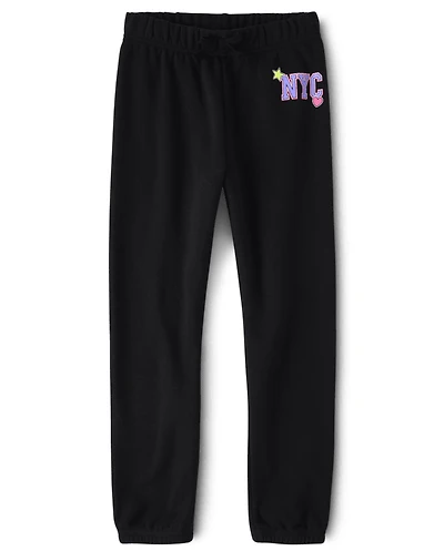 Girls Graphic Fleece Jogger Pants