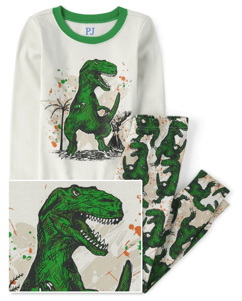 Boys Dino Snug Fit Cotton Pajamas